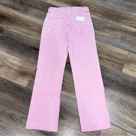 NWT Risen Los Angeles High Rise Raw Hem Slit Straight Jeans In Acid Pink 💗 - Picture 6 of 12